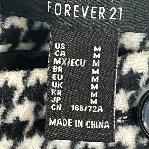 Forever 21 Button Front Mini Skirt - Black White Houndstooth, Size M - Picture 8 of 10